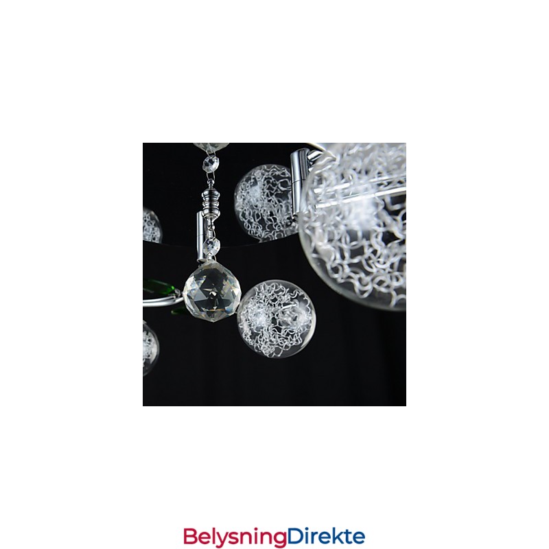 Lysekrone Med 6 Lys Landlig Aluminium Glass Krom