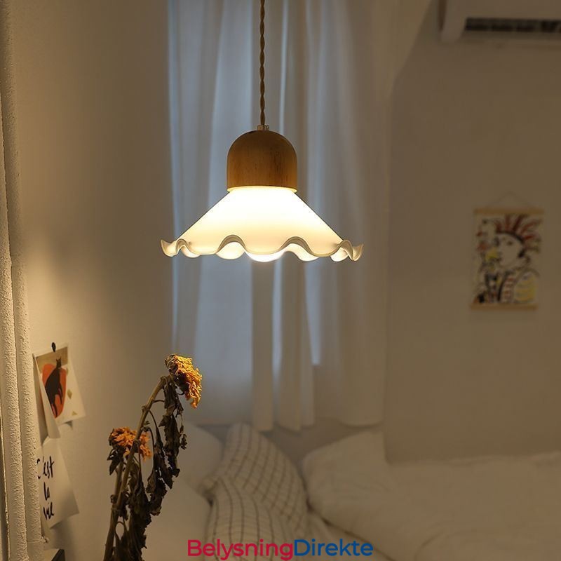 Moderne Blonde Glass Pendellampe Enkelt Hode Pendellampe