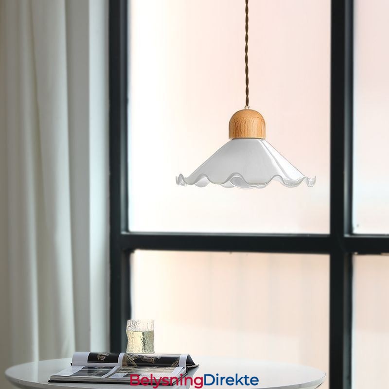 Moderne Blonde Glass Pendellampe Enkelt Hode Pendellampe