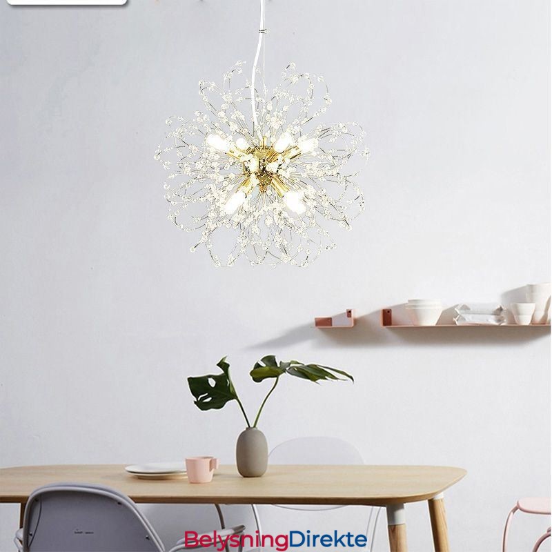 Løvetann Krystall Pendellampe Elegant Lysekrone