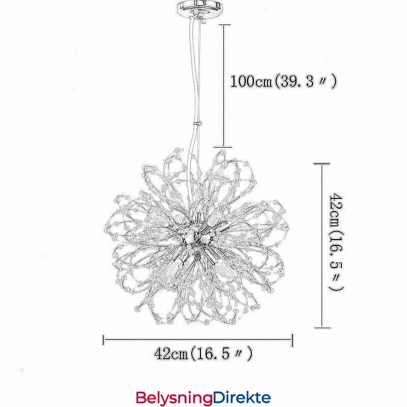 Løvetann Krystall Pendellampe Elegant Lysekrone