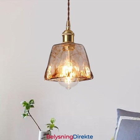 Unik Mini-Glass Pendellampe I Japansk Stil, Ravfarget Dekorativ Belysning