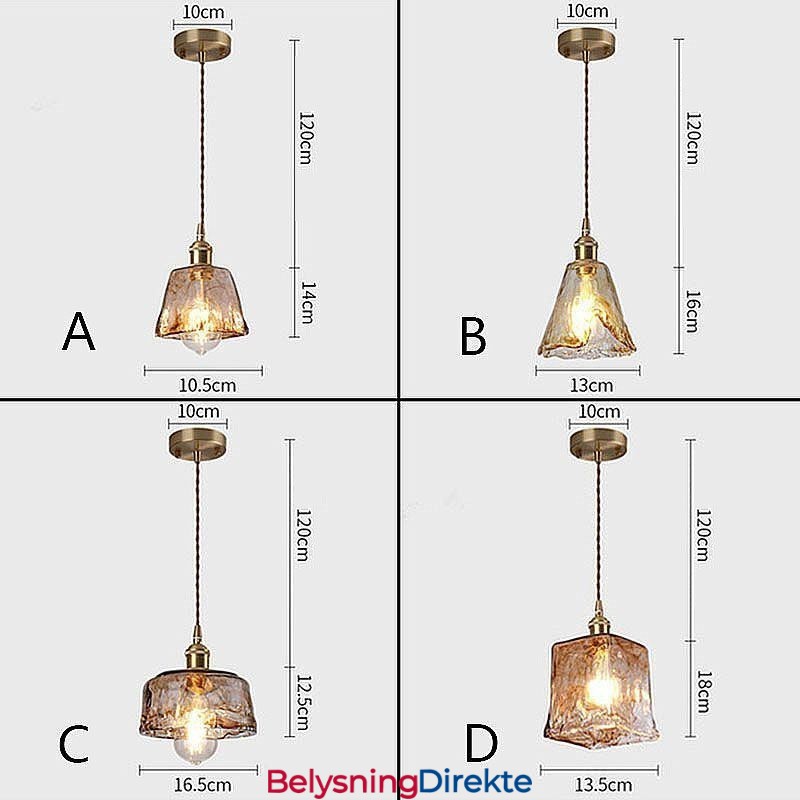 Unik Mini-Glass Pendellampe I Japansk Stil, Ravfarget Dekorativ Belysning
