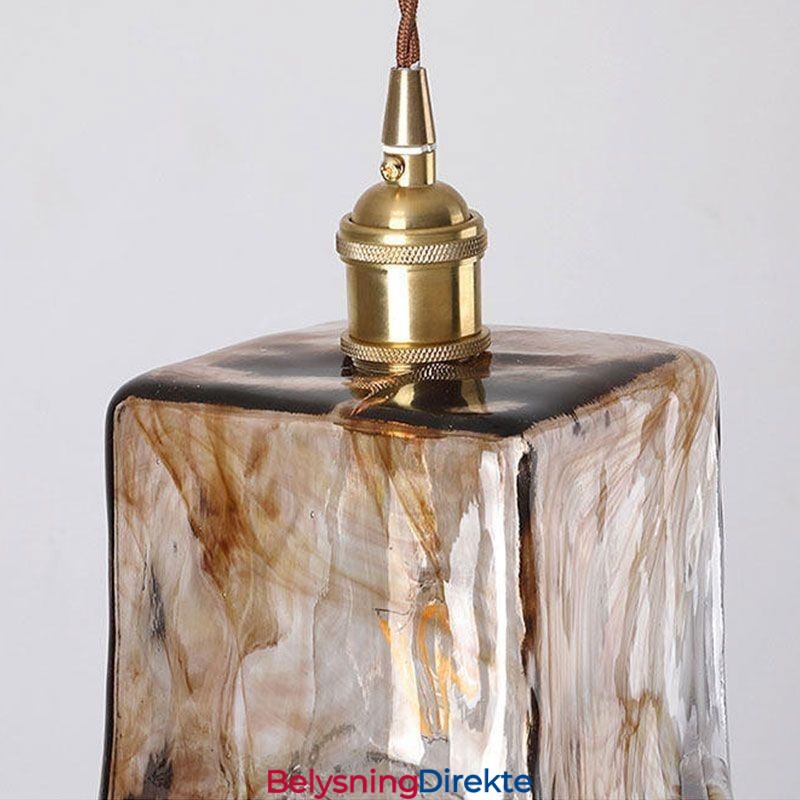 Unik Mini-Glass Pendellampe I Japansk Stil, Ravfarget Dekorativ Belysning