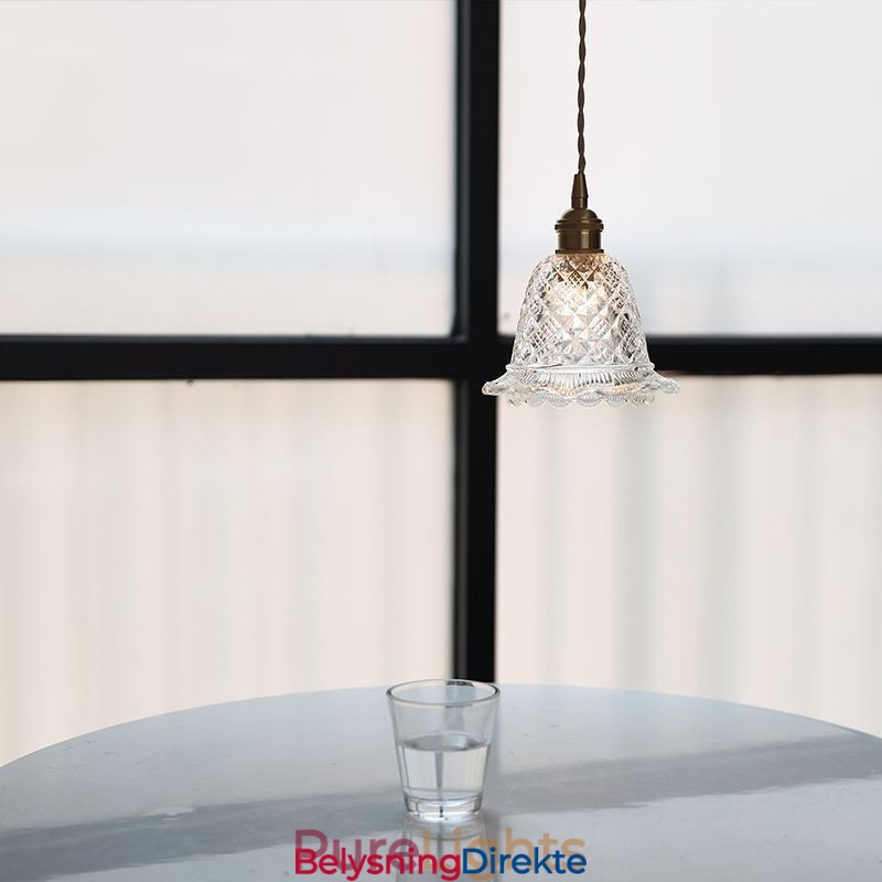 Moderne Blomsterglass Pendellampe Med 1 Lyspære Dekorativ Lampe