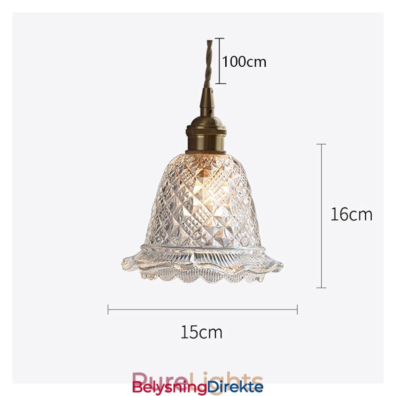 Moderne Blomsterglass Pendellampe Med 1 Lyspære Dekorativ Lampe