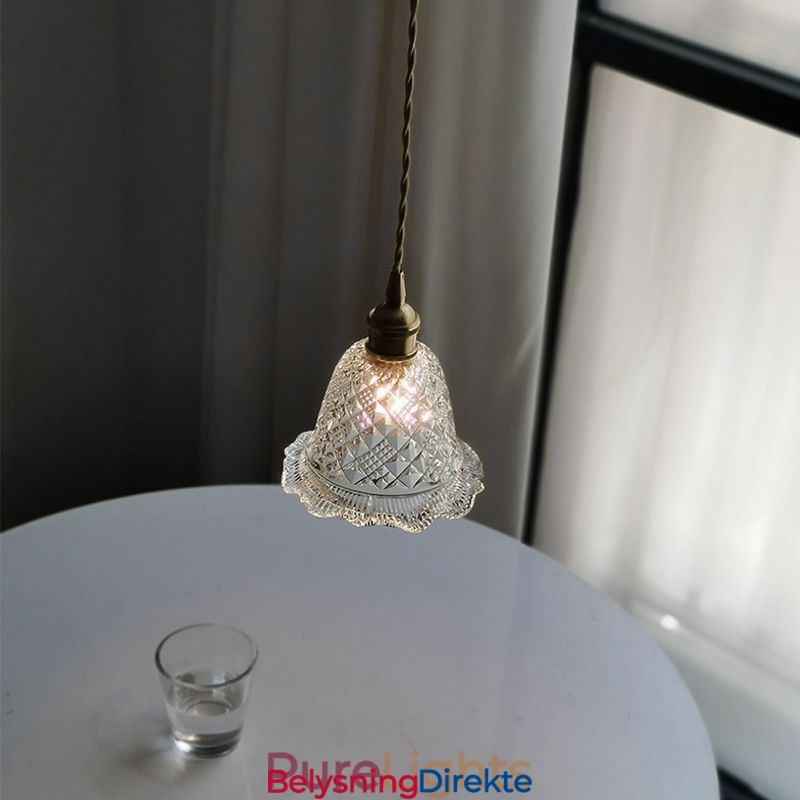 Moderne Blomsterglass Pendellampe Med 1 Lyspære Dekorativ Lampe