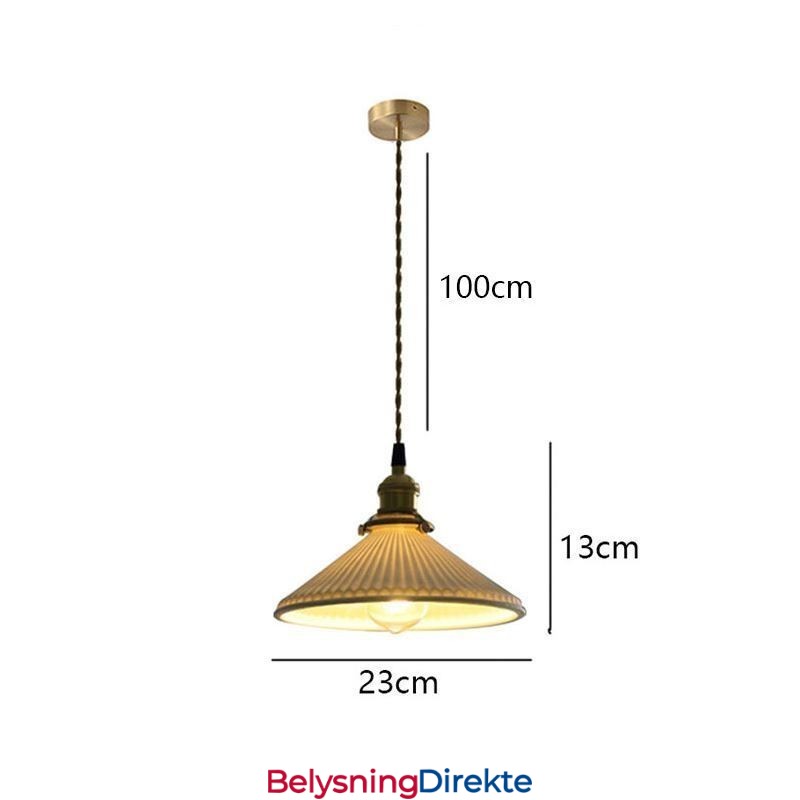 Retro Plissert Pendellampe I Japansk Stil I Keramikk