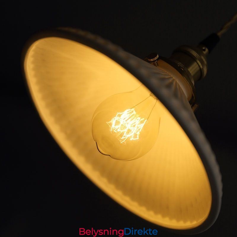 Retro Plissert Pendellampe I Japansk Stil I Keramikk