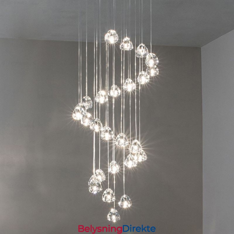 Moderne Krystallklyngependellampe Unik Krystalllampeskjerm Duplex Trapp