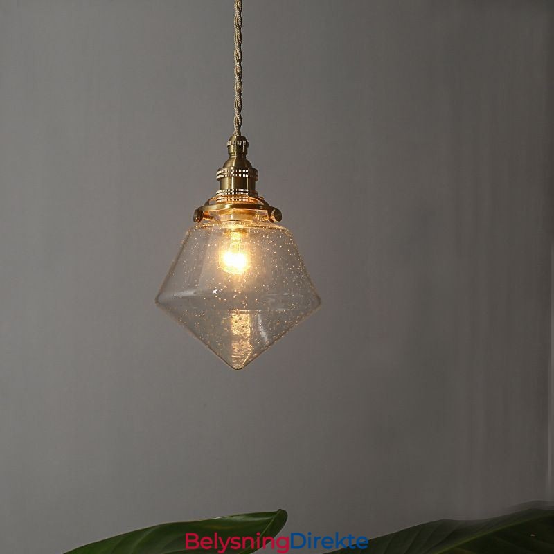 1 Lys Diamantglass Pendellampe Bobleglasslampe