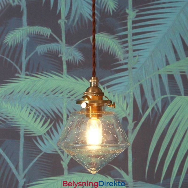 1 Lys Diamantglass Pendellampe Bobleglasslampe