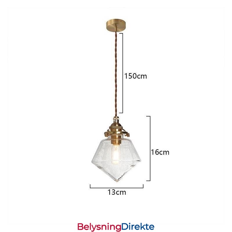 1 Lys Diamantglass Pendellampe Bobleglasslampe
