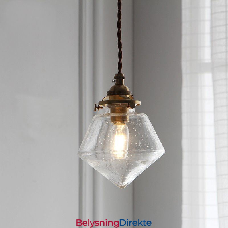 1 Lys Diamantglass Pendellampe Bobleglasslampe