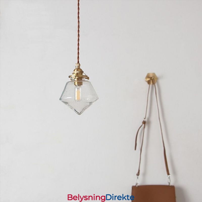 1 Lys Diamantglass Pendellampe Bobleglasslampe