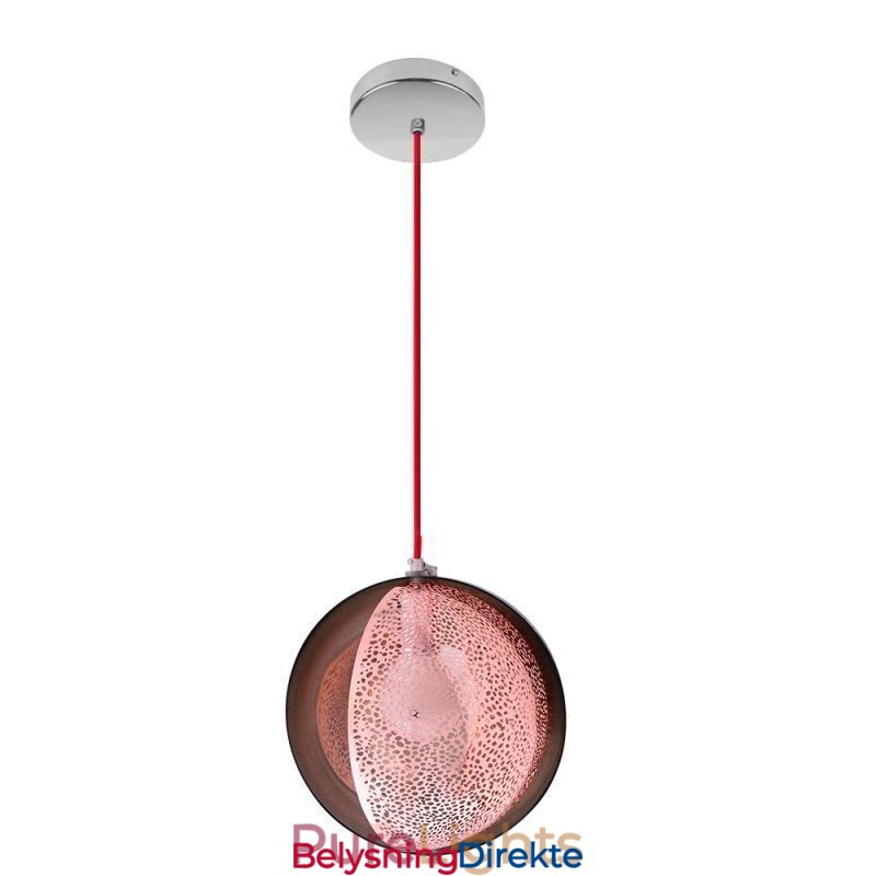 Moderne Rosegull Pendellampe Halvrund Glasslampeskjerm Dekorativ Lampe Kafé