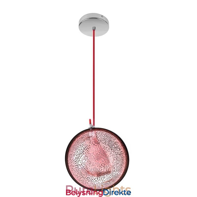 Moderne Rosegull Pendellampe Halvrund Glasslampeskjerm Dekorativ Lampe Kafé