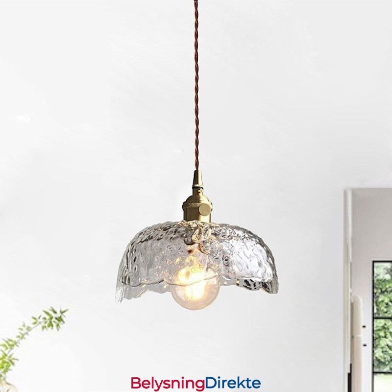 Uregelmessig Messingglass Pendellampe Hammer Glass Taklampe