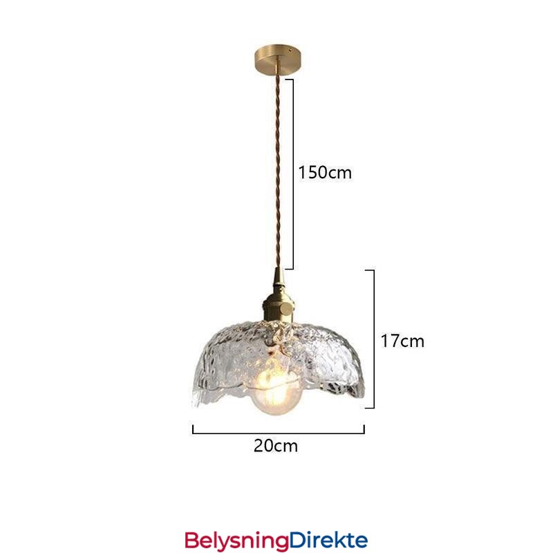 Uregelmessig Messingglass Pendellampe Hammer Glass Taklampe