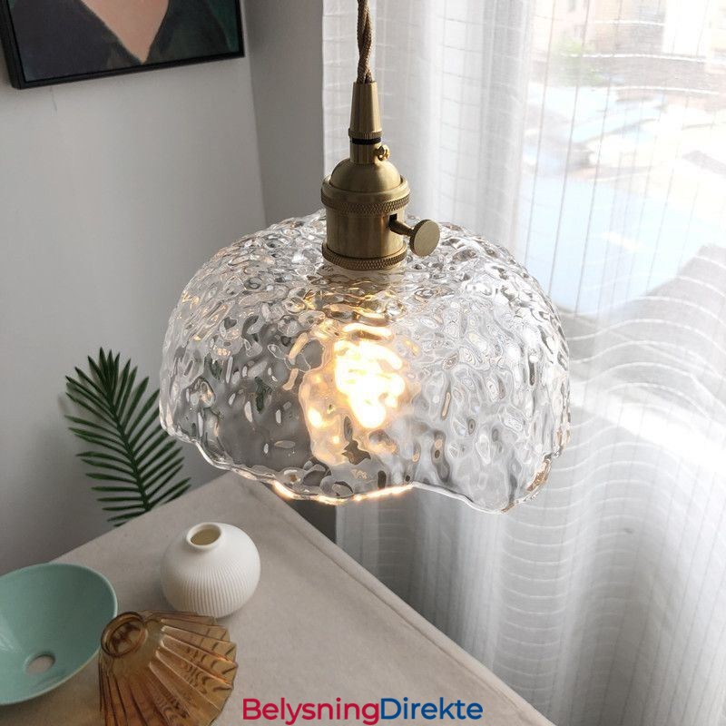 Uregelmessig Messingglass Pendellampe Hammer Glass Taklampe