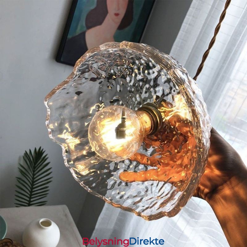 Uregelmessig Messingglass Pendellampe Hammer Glass Taklampe