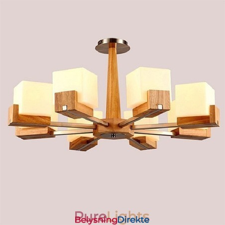 Nordisk Tre Pendellampe Glassskjerm Lysekrone