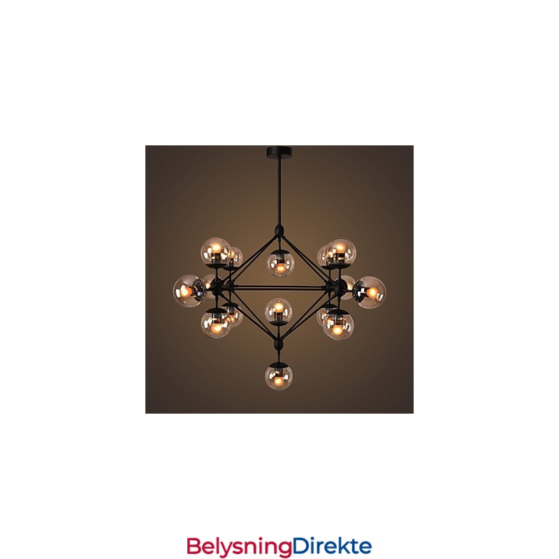 Lysekrone Med 15 Lys I Glass, Kuleformet, Retro, Utendørs, Garasje, Metall