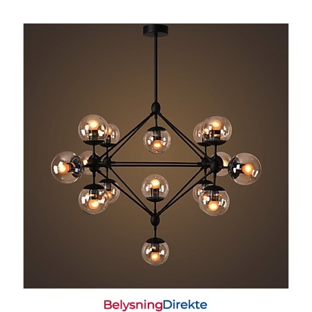 Lysekrone Med 15 Lys I Glass, Kuleformet, Retro, Utendørs, Garasje, Metall