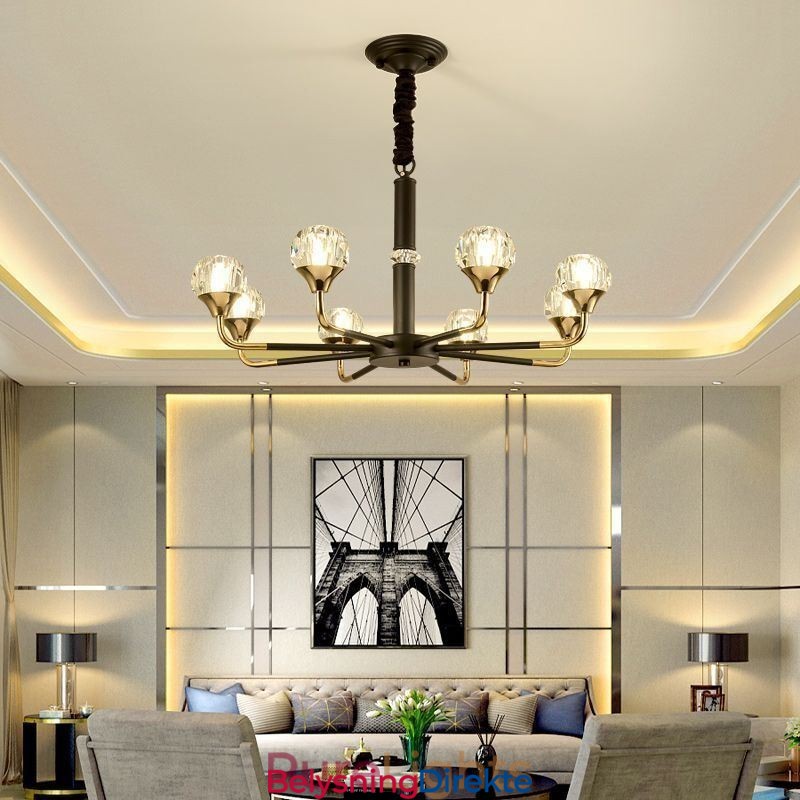 Moderne Krystallanhengslampe Elegant Krystalllysekrone