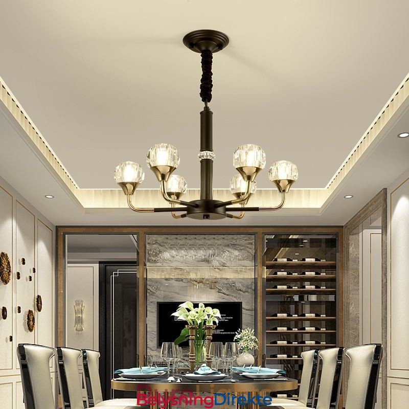 Moderne Krystallanhengslampe Elegant Krystalllysekrone