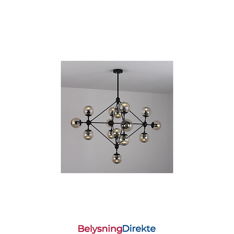 Lysekrone Med 15 Lys I Glass, Kuleformet, Retro, Utendørs, Garasje, Metall