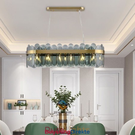 Minimalistisk Glassanhengslampe Unik Farge Rektangulær Taklampe Øy