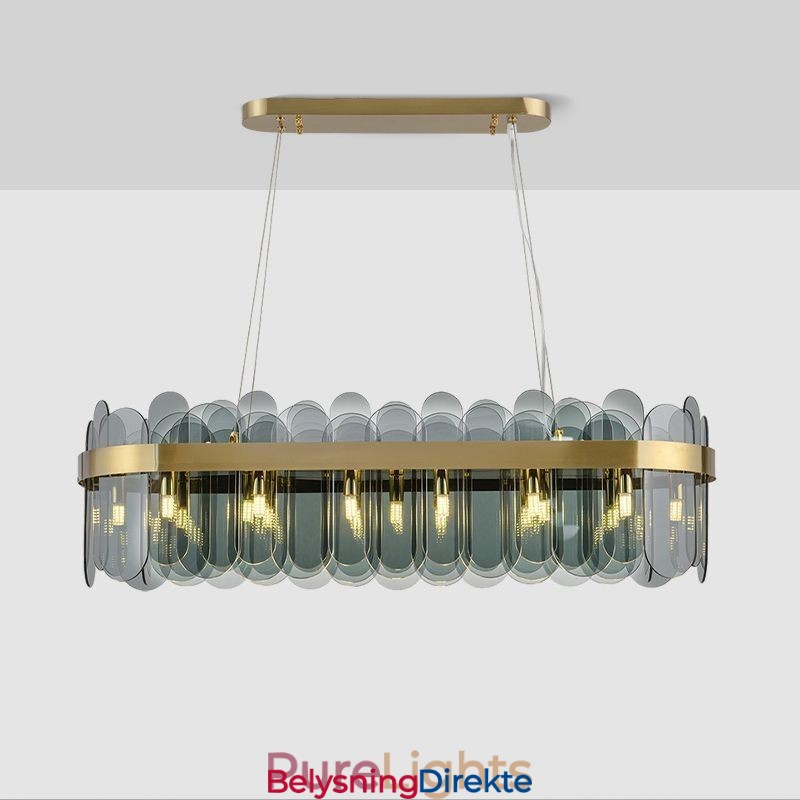 Minimalistisk Glassanhengslampe Unik Farge Rektangulær Taklampe Øy