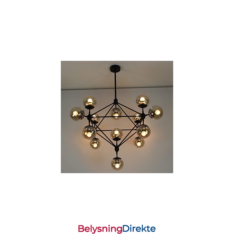 Lysekrone Med 15 Lys I Glass, Kuleformet, Retro, Utendørs, Garasje, Metall