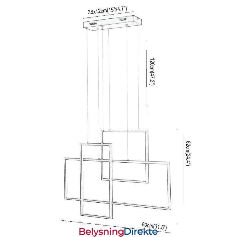 Nordisk Pendellampe Geometrisk Firkantet Pendellampe
