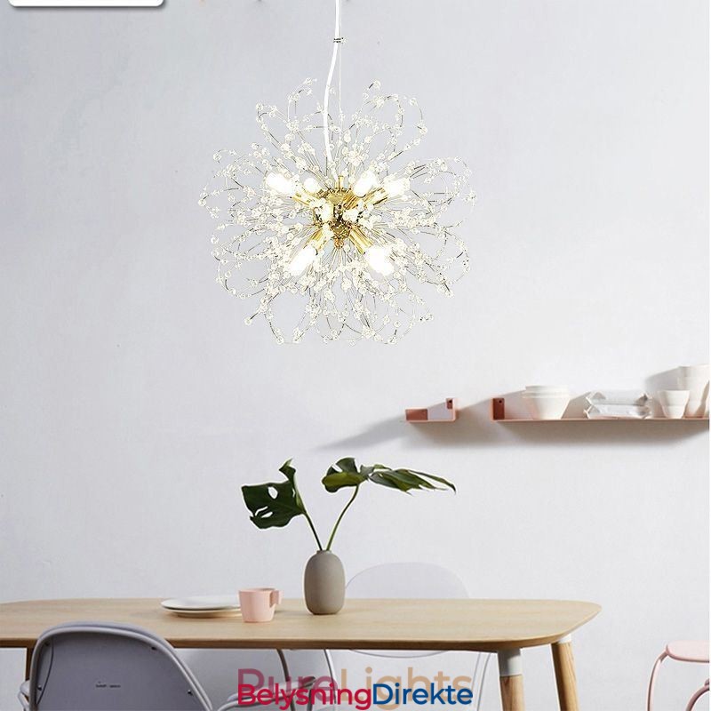 Løvetann Krystall Pendellampe Elegant Lysekrone