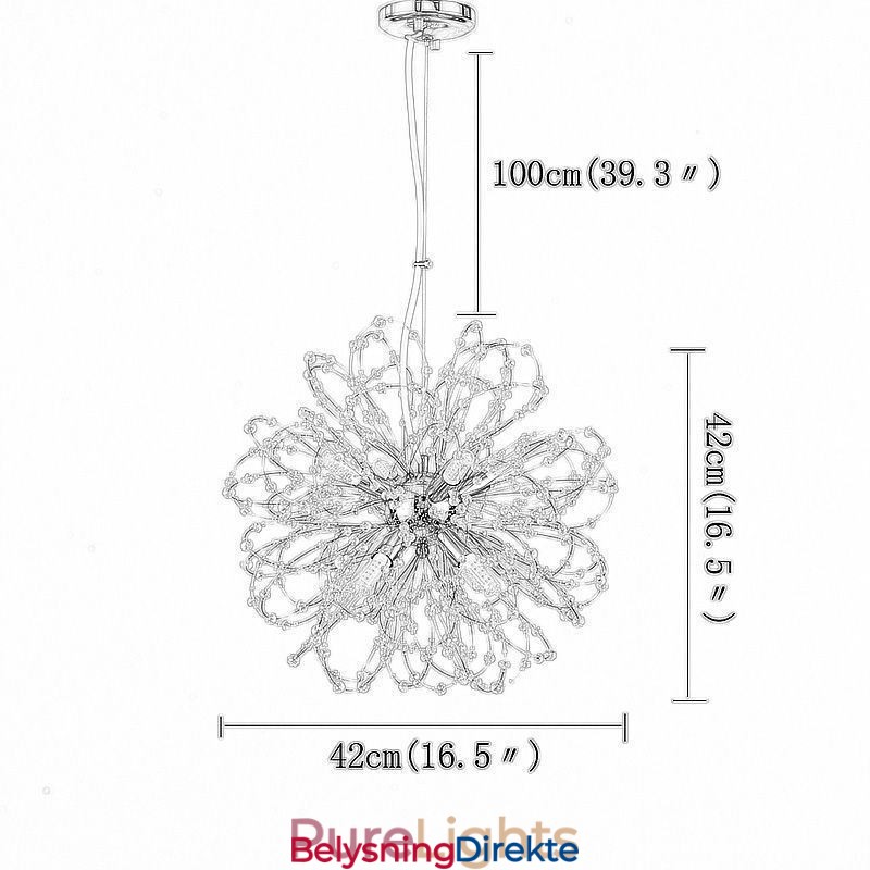 Løvetann Krystall Pendellampe Elegant Lysekrone