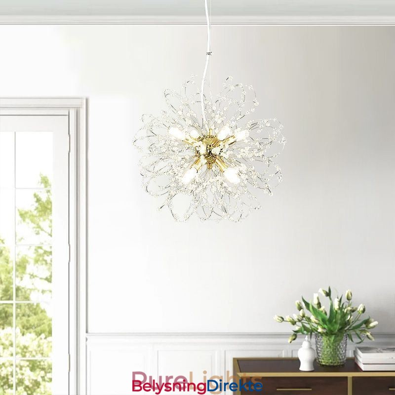 Løvetann Krystall Pendellampe Elegant Lysekrone