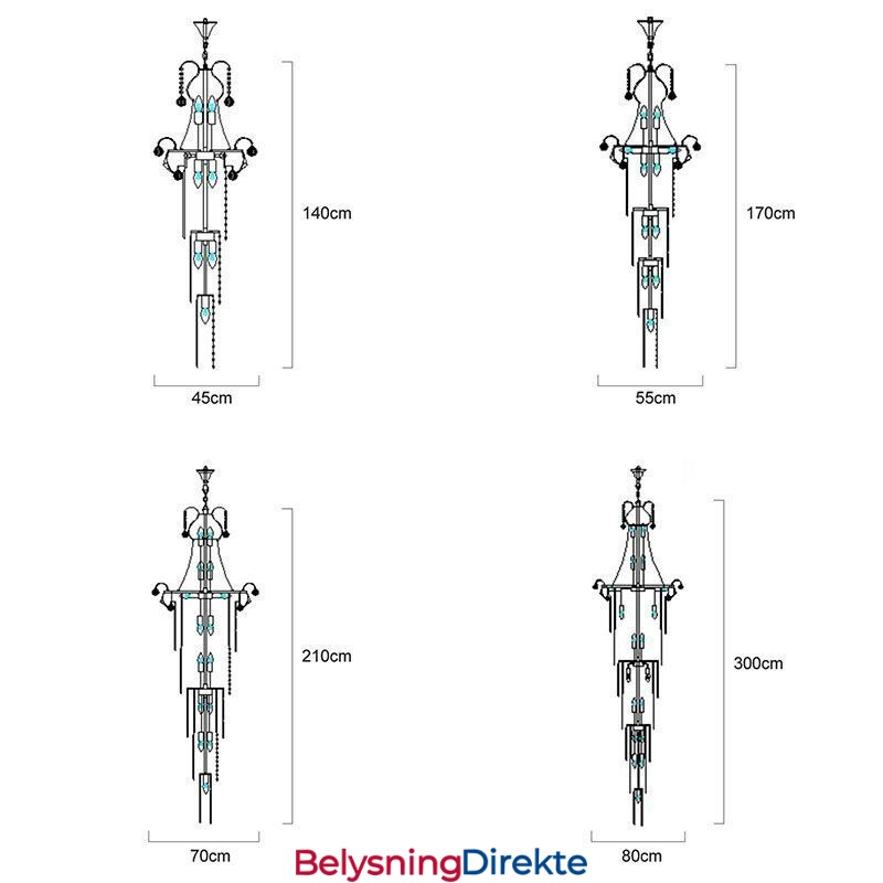 Elegant Lang Anhengskrystalllysekrone