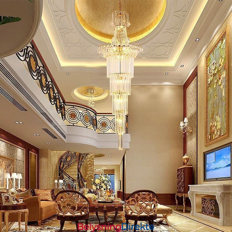 Elegant Lang Anhengskrystalllysekrone