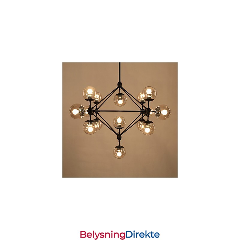 Lysekrone Med 15 Lys I Glass, Kuleformet, Retro, Utendørs, Garasje, Metall