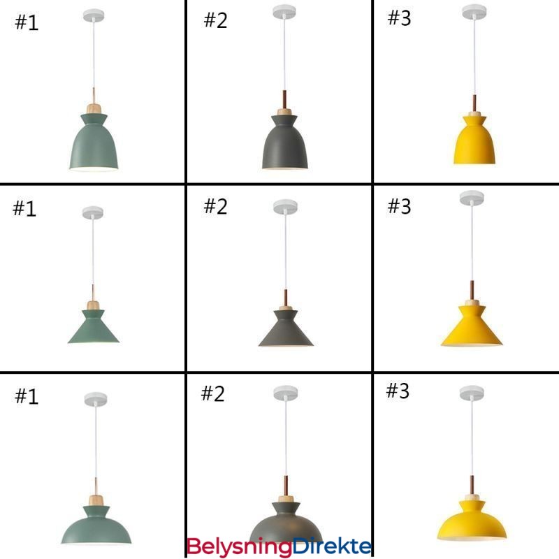 Pendellampe Nordisk Metallkuppel Makaronfarger Lampelampe