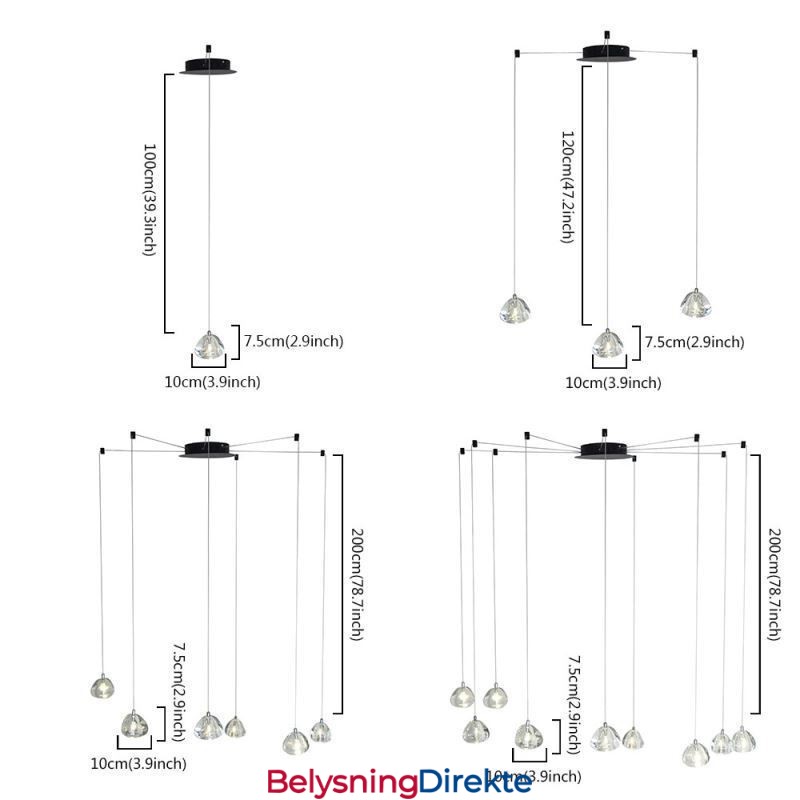 Moderne Anhengslampe Krystalllysekrone Lys Hjemmebelysningslampe