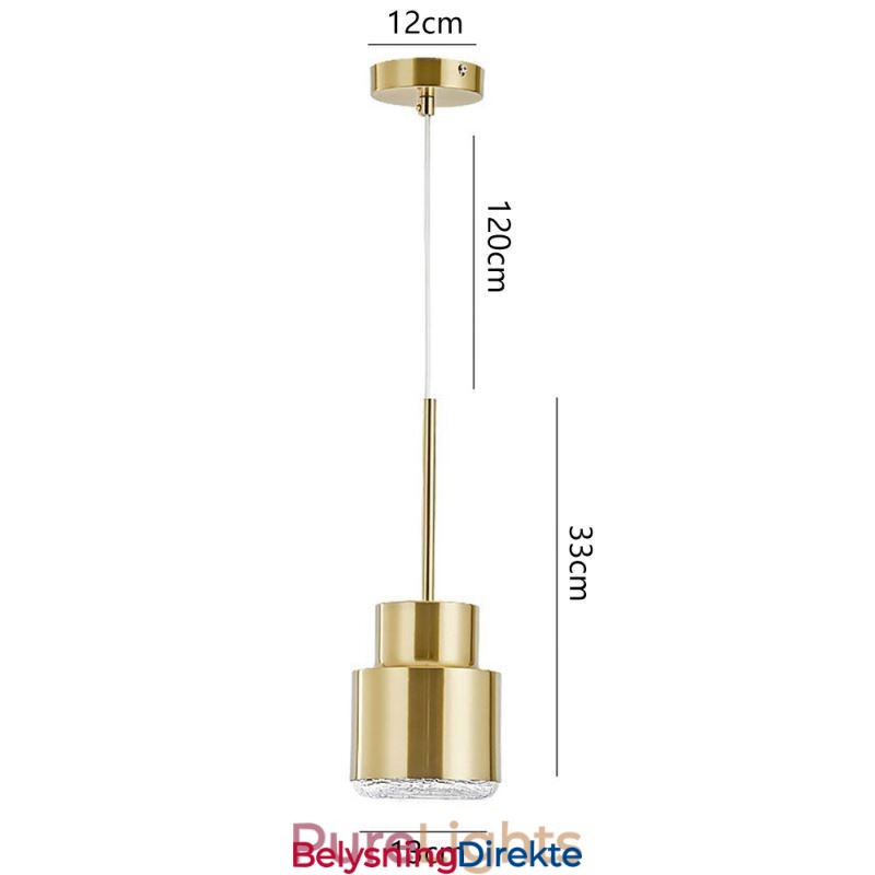 Postmoderne Glass Pendellampe Gyllen Sylinderlampe Lyssterk Belysningslampe