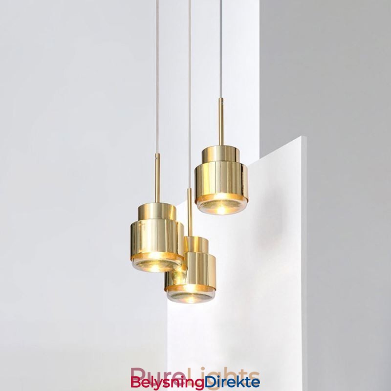 Postmoderne Glass Pendellampe Gyllen Sylinderlampe Lyssterk Belysningslampe