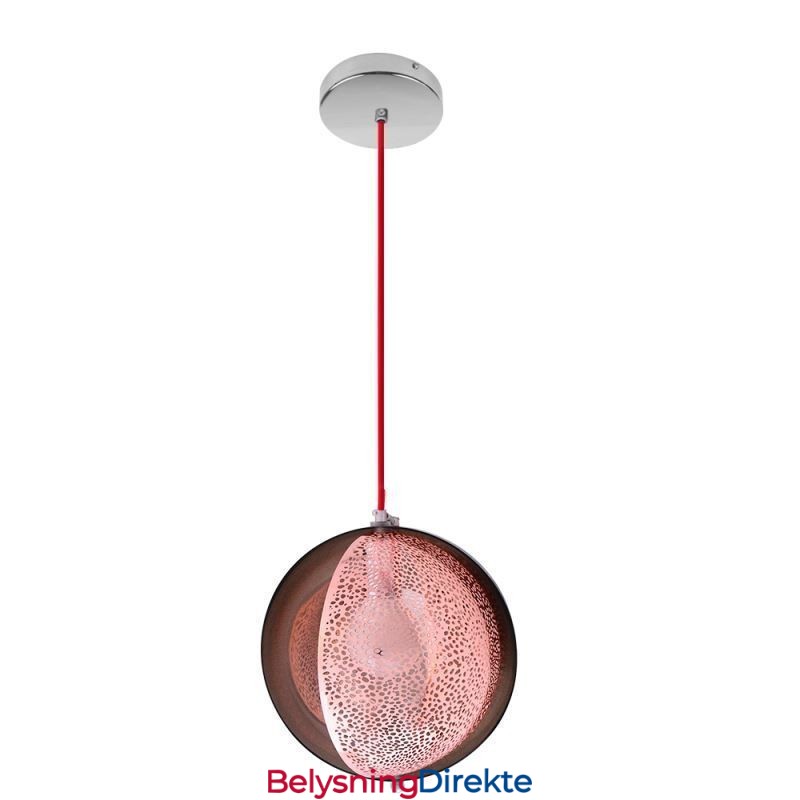 Moderne Rosegull Pendellampe Halvrund Glasslampeskjerm Dekorativ Lampe Kafé