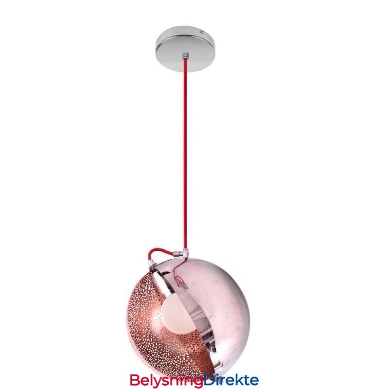 Moderne Rosegull Pendellampe Halvrund Glasslampeskjerm Dekorativ Lampe Kafé