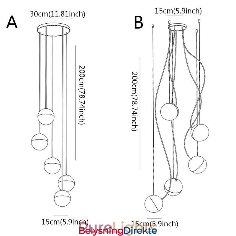 Nordisk Klyngependellampe Kreativ Sirkelformet Lampebelysning