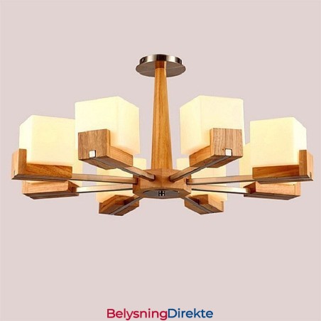 Nordisk Tre Pendellampe Glassskjerm Lysekrone