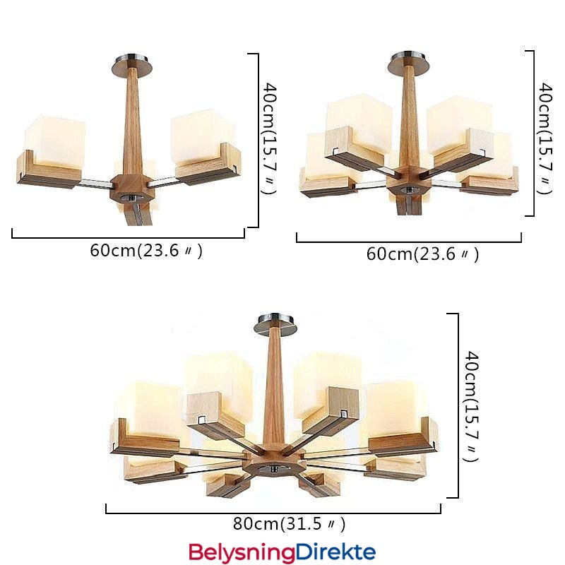 Nordisk Tre Pendellampe Glassskjerm Lysekrone
